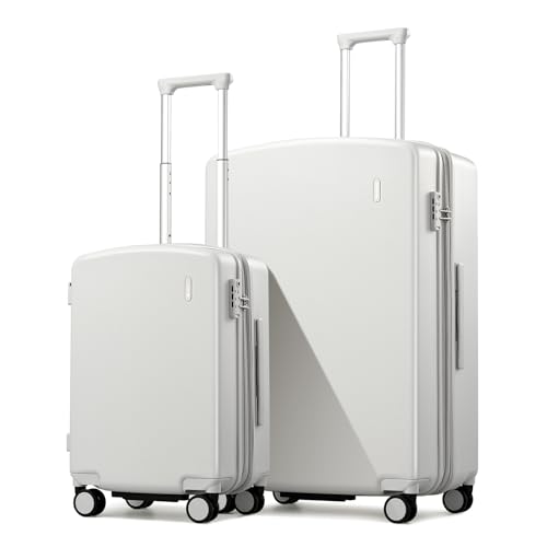 Expandable Luggage Sets 2 Piece (Smoke White / 20+28 Inch EXT)