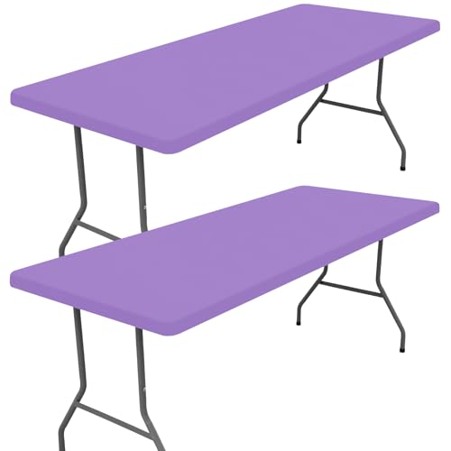 2 Pack Rectangle Spandex Fitted Table Cloth (Lavender Purple / 48" x 24" (Rectangular))