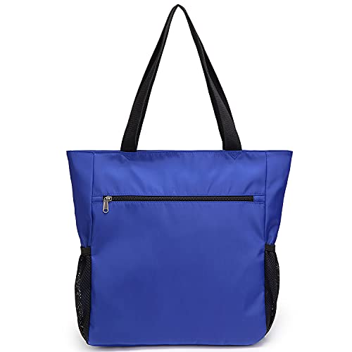Large Capacity Foldable Tote Bag With Zipper (Blue)
