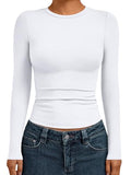 Womens Long Sleeve Shirts Basic Compression Tops White XS (X-Small / White)