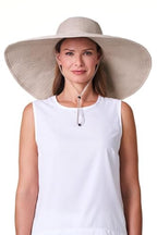 Women's Ultra Wide Sun Hat (One Size / Tan Convertible Roll & Snap)