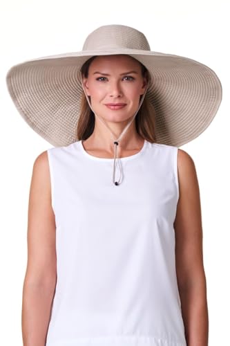 Women's Ultra Wide Sun Hat (One Size / Tan Convertible Roll & Snap)