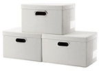 Storage Bins with Lids [3 (Beige / S(3-Pack))