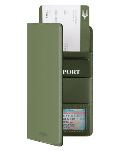 Passport Wallet for Travel RFID Blocking Premium Leather (Green)