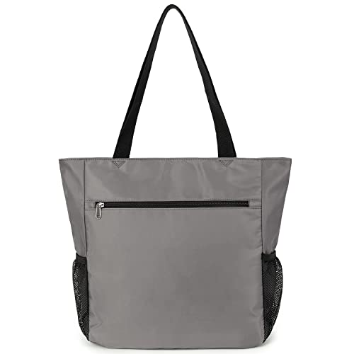 Large Capacity Foldable Tote Bag With Zipper (Concrete Grey)