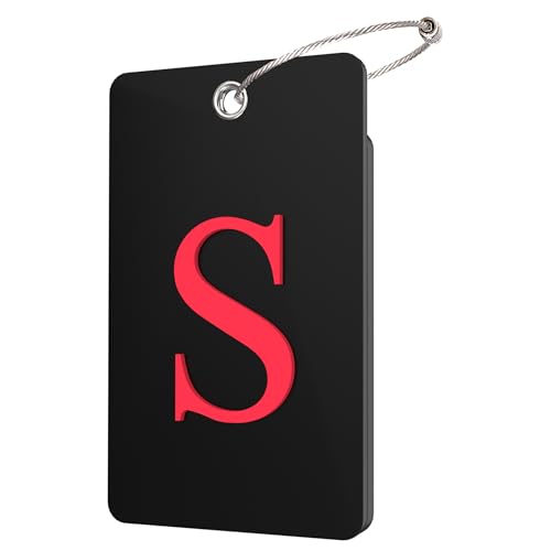 2 Pack Initial Luggage Tags for Suitcases Airplane Travel Essentials (Large S / Black)