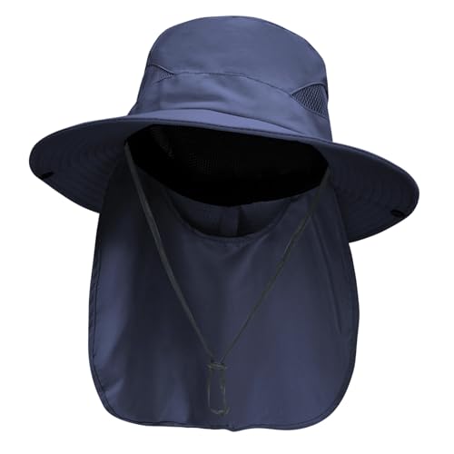 Sun Fishing Hats with Neck Flap for Men Pure Blue (One Size / Pure Blue(with Neck Flap))