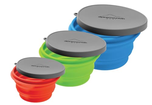 Collapsible Silicone Bowl with Lid for Camping and Backpacking (Medium (Green))
