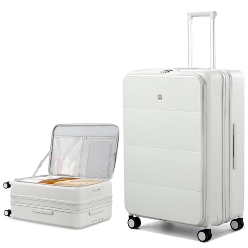 Expandable Large Checked Luggage (Smoke White / 28 Inch EXT)