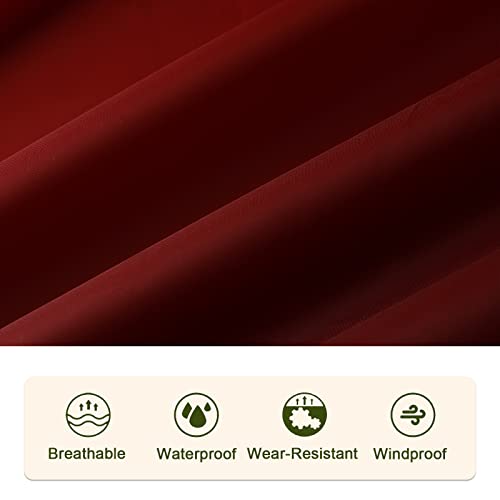 Adult Rain Poncho Waterproof Hooded Zipper Raincoat with Pockets (One Size / Gradient Burgundy)