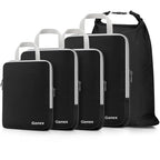 5 Piece Compression Packing Cubes with Laundry Bag (5-Black / 5 Set)