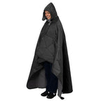Large Waterproof Outdoor Blanket Thick Fleece 80" x 58" (Black Gray-b)