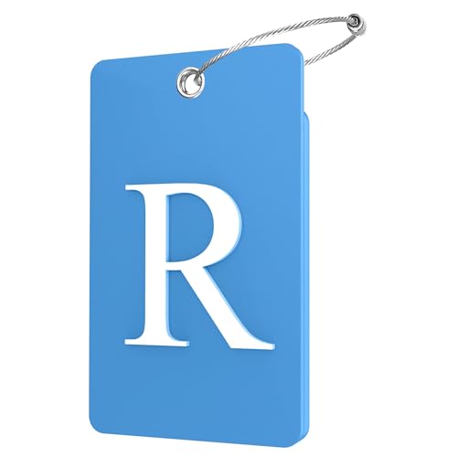 2 Pack Initial Luggage Tags for Suitcases Airplane Travel Essentials (Large R / Blue)