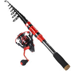 Portable Telescopic Fishing Rod with Carbon Fiber Material and Precision Carved Reel Seat (red / 9.84 ft)