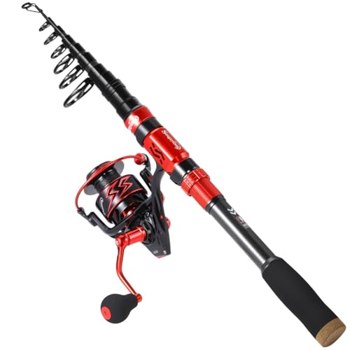 Portable Telescopic Fishing Rod with Carbon Fiber Material and Precision Carved Reel Seat (red / 9.84 ft)