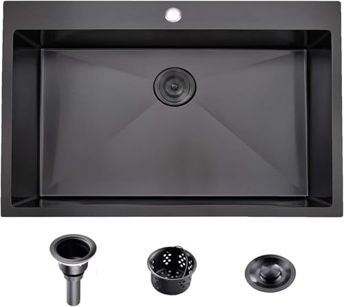 28x18 inch Stainless Steel Black Drop In Kitchen Sink (Black / 28x18)