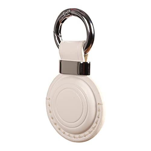 2 Pack KEEPXYZ Genuine Leather Keychain Holder Compatible with Airtag ([2 Pack] White V2.0)