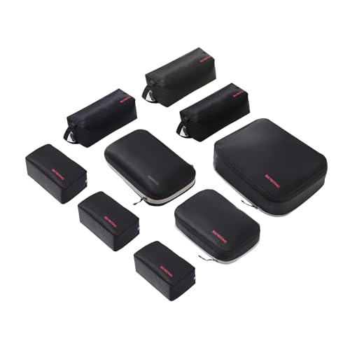 BeeNesting Waterproof Compression Packing Cubes sets (Black Gray / 8-Piece Set (2.5 L))