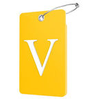 2 Pack Initial Luggage Tags for Suitcases Airplane Travel Essentials (Large V / Yellow)
