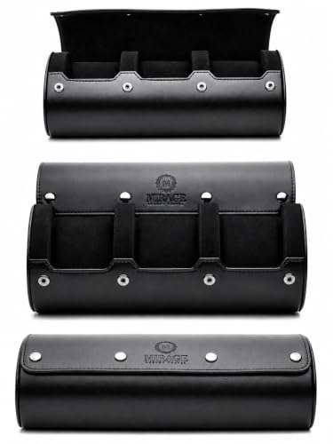 Watch Travel Case for Men Watch Roll for Travel Organizer and Display Watch Case (3-Slots / Black Black)