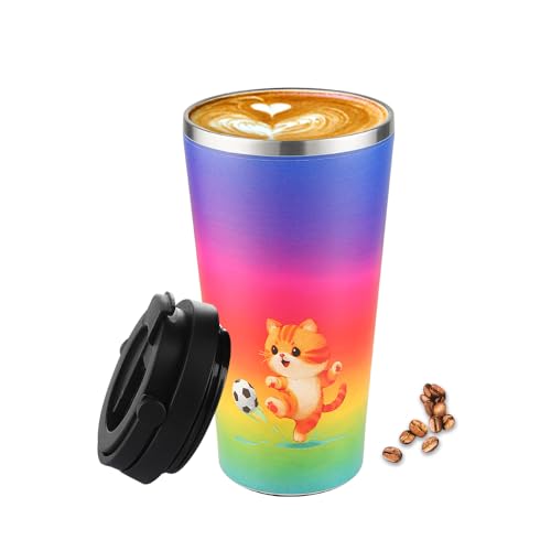 Insulated Coffee Mug with Ceramic Coating (FootballCat)