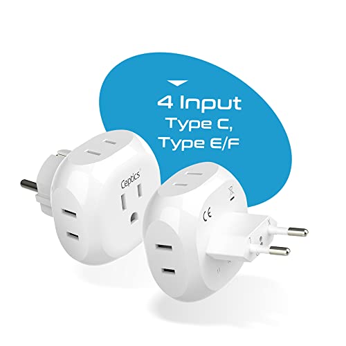 Europe Travel Adapter Plug Set Schuko (4 Pack / Type C , E/F - European 2 pack set)