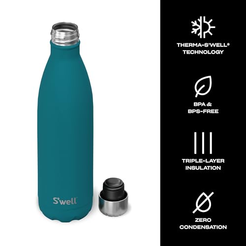 Stainless Steel Water Bottle (Peacock Blue / 25 Ounces)