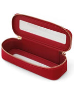 Clear Makeup Bag Travel Cosmetic Case Clear Toiletry Bag with Zipper Traveling Make Up Case Makeup Brush (Red / Minimalist)