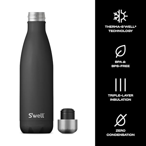 S’well Stainless Steel 17oz Water Bottle (Onyx / 16.9 Ounces)