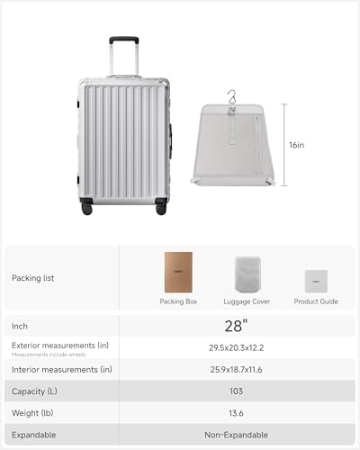 28 Inch Zipperless Checked Luggage (Silver Grey / 28 Inch)
