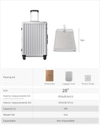 28 Inch Zipperless Checked Luggage (Silver Grey / 28 Inch)