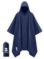 Adult Rain Poncho Waterproof Hooded Raincoat Lightweight Packable (One Size / Blue 1 Pack)