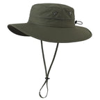 UPF50+ Mens Sun Hat Wide Brim Fishing Hat for Mens Womens Beach Bucket Hat Gardening Golf Army Green (One Size / Army Green)