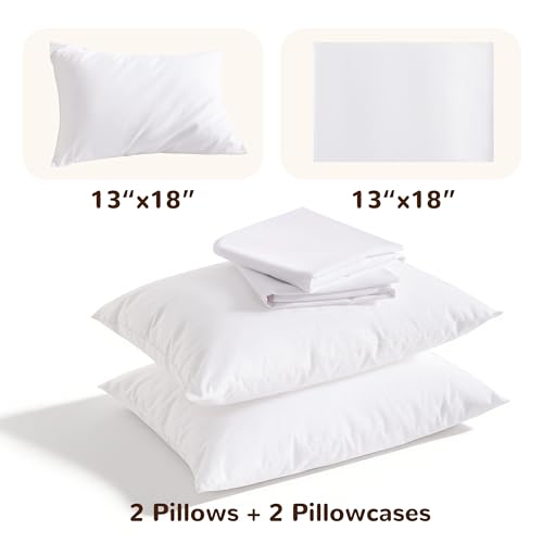 Toddler Pillows with Pillowcases Set (Sky Blue (Microfiber) / 13x18 Inch (Pack of 2))