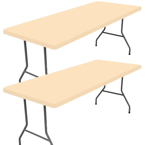 2 Pack Rectangle Spandex Fitted Table Cloth (Ivory / 60" x 30" (Rectangular))