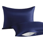 Toddler Pillows with Pillowcases Set (Navy Blue (Satin) / 13x18 Inch (Pack of 2))