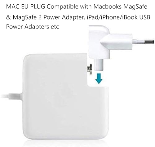 DuckHead Mac European Plug Adapter for MacBook Power Adapter Brick (European Travel Adapter Plug / White02)