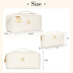 Initial Makeup Bag Personalized Gift for Women Teen Girls (Large Beige / B)