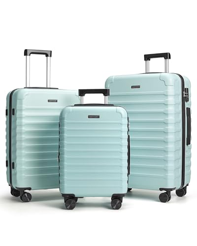 Luggage Sets 3 Pcs Suitcase with Wheels (Mint Green / 3-Piece Set-20 Inch/24 Inch/28 Inch)
