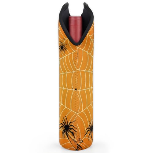 Halloween Spider 2 Bottle Wine Carrier Tote Bag Insulated Wine Bottles Neoprene Bag with Secure Carry Handle Portable Wine Cooler Bag for Travel Picnic Beach (Halloween Spider)