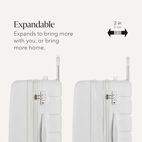 7366 Signature Hardside Expandable Luggage with Spinner Wheels (Checked-Medium 23-Inch / White)