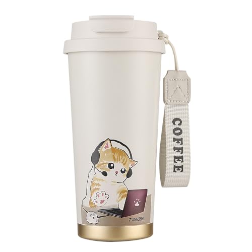 Coffee Travel Mug with Flip Lid (MusicCat_TravelMug_16oz)