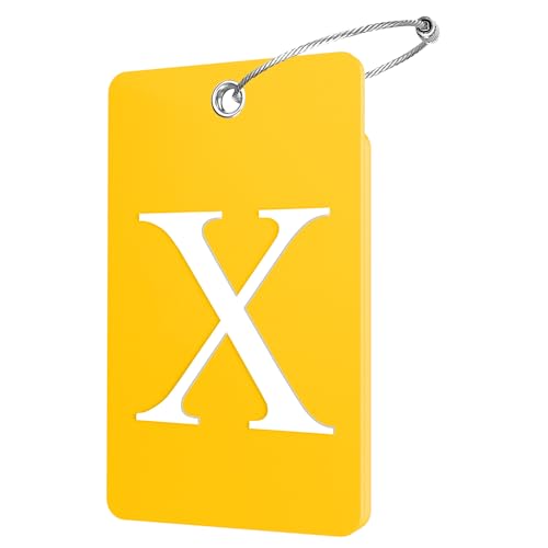 2 Pack Initial Luggage Tags for Suitcases Airplane Travel Essentials (Large X / Yellow)
