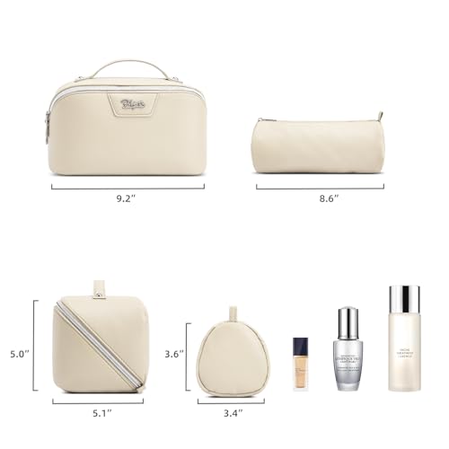 Travel Makeup Bag Cosmetic Bags for Women (L27Off-white)