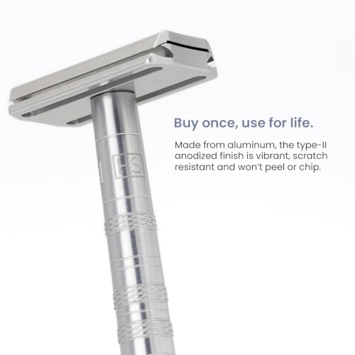 Razor Jet Black Double Edge Safety Razor with 5 Spare Blades (Jet Black)