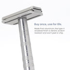 Razor Jet Black Double Edge Safety Razor with 5 Spare Blades (Jet Black)