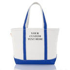Medium Classic Personalized Monogram Canvas Tote Bag for Women (Royal Blue)