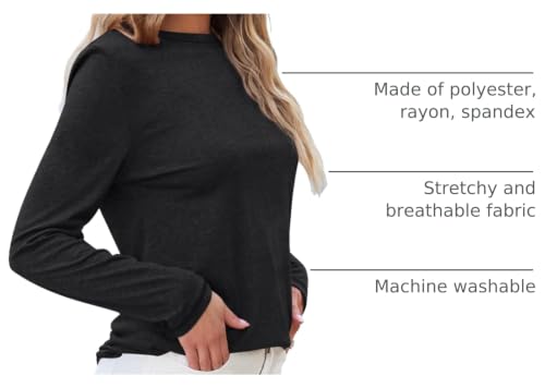 Women's Long Sleeve Underscrubs Slim Fit T Shirts Base Layer Tops (Medium / 01black)