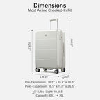 24 Inch Luggage with Spinner Wheels (Smoke White / 24 Inch EXT)