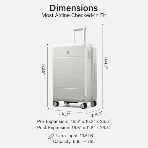 24 Inch Luggage with Spinner Wheels (Smoke White / 24 Inch EXT)